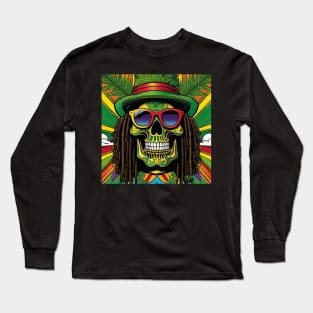 Reggae Music - Jamaican Stoner Skull 15 Long Sleeve T-Shirt